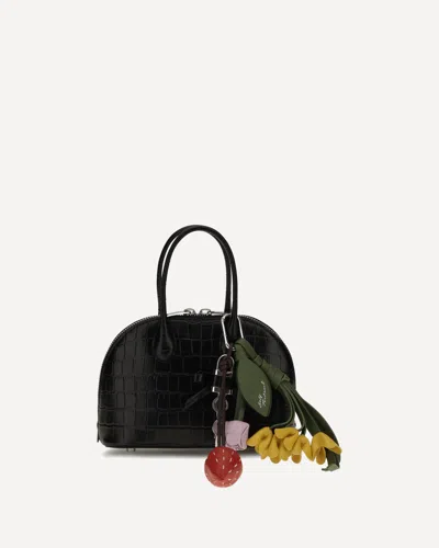 Self-portrait Toast Crocodile-effect Leather Handbag In Black