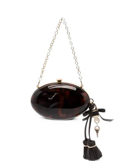 Self-portrait Tortoiseshell-effect Clutch Bag In Red