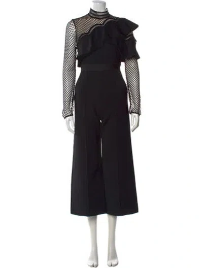 Pre-owned Self-portrait Turtleneck Jumpsuit In Black