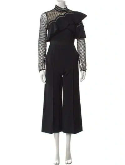 Pre-owned Self-portrait Turtleneck Jumpsuit In Black