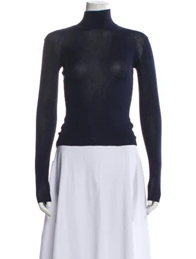 Pre-owned Self-portrait Turtleneck Long Sleeve Top W/ Tags In Blue