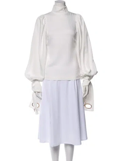 Pre-owned Self-portrait Turtleneck Long Sleeve Top In White