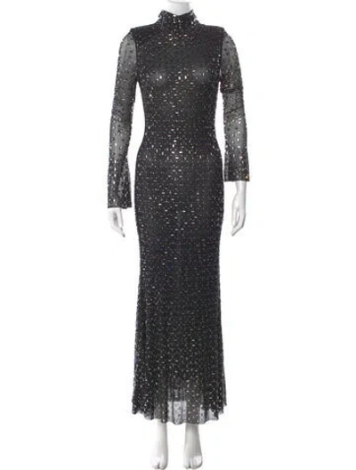 Pre-owned Self-portrait Turtleneck Midi Length Dress In Black