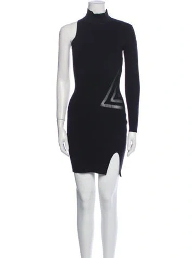 Pre-owned Self-portrait Turtleneck Mini Dress In Black