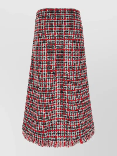 Self-portrait Tweed A-line Skirt In Red