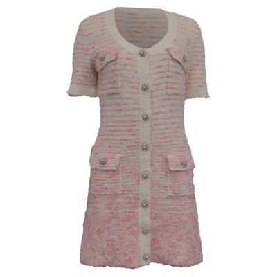 Pre-owned Self-portrait Tweed Embellished Mini Dress In Multicolor Cotton In Brown