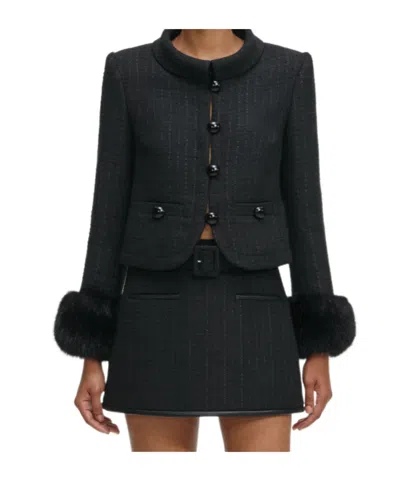 Self-portrait Tweed Jacket In Black