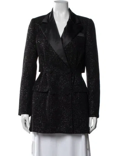 Pre-owned Self-portrait Tweed Pattern Blazer In Black