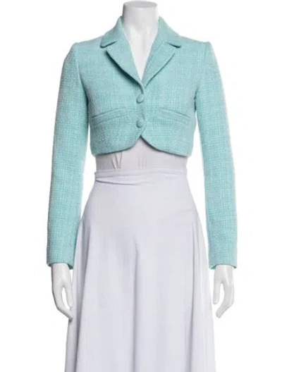 Pre-owned Self-portrait Tweed Pattern Blazer In Blue