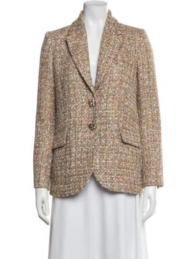 Pre-owned Self-portrait Tweed Pattern Blazer In Neutral