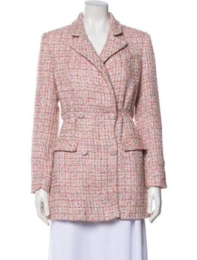 Pre-owned Self-portrait Tweed Pattern Blazer In Pink