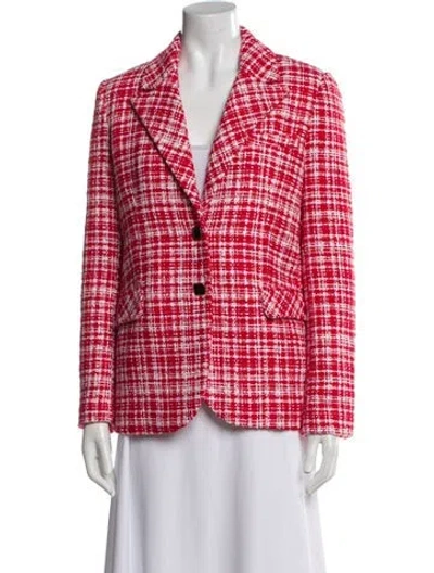 Pre-owned Self-portrait Tweed Pattern Blazer W/ Tags In Red