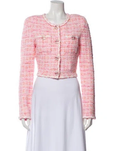 Pre-owned Self-portrait Tweed Pattern Bolero W/ Tags In Pink