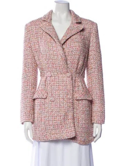 Pre-owned Self-portrait Tweed Pattern Coat In Pink