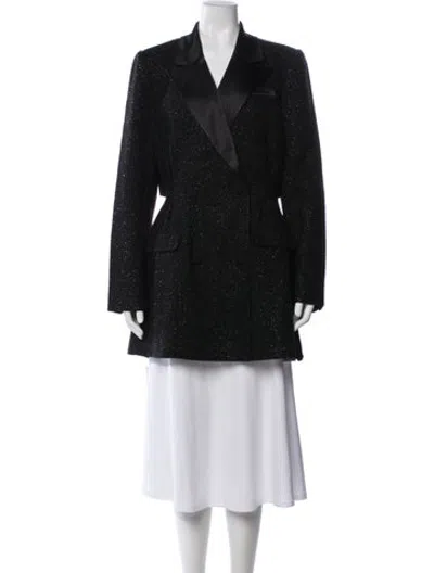 Pre-owned Self-portrait Tweed Pattern Coat W/ Tags In Black
