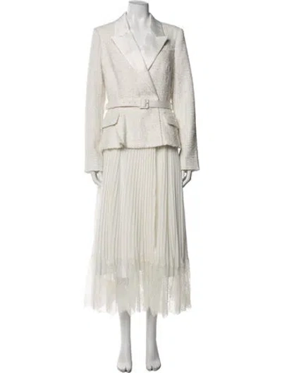 Pre-owned Self-portrait Tweed Pattern Coat W/ Tags In Neutrals