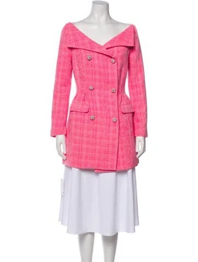 Pre-owned Self-portrait Tweed Pattern Coat W/ Tags In Pink