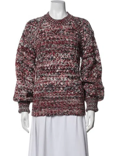 Pre-owned Self-portrait Tweed Pattern Crew Neck Sweater W/ Tags In Red