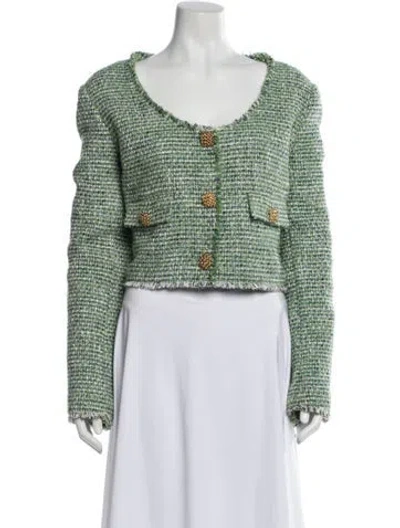 Pre-owned Self-portrait Tweed Pattern Evening Jacket In Green
