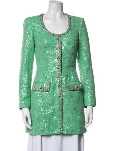 Pre-owned Self-portrait Tweed Pattern Evening Jacket In Green