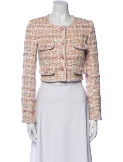Pre-owned Self-portrait Tweed Pattern Evening Jacket In Pink