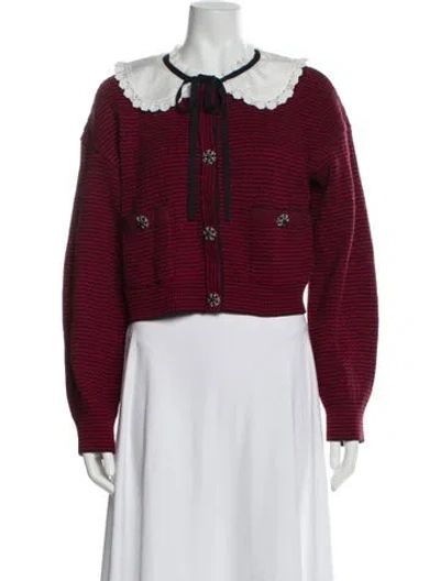 Pre-owned Self-portrait Tweed Pattern Evening Jacket In Red