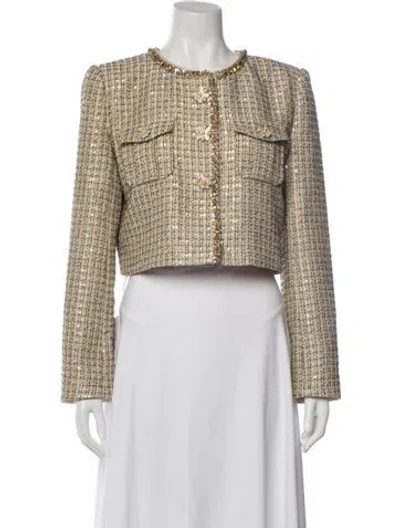 Pre-owned Self-portrait Tweed Pattern Evening Jacket W/ Tags In Neutral