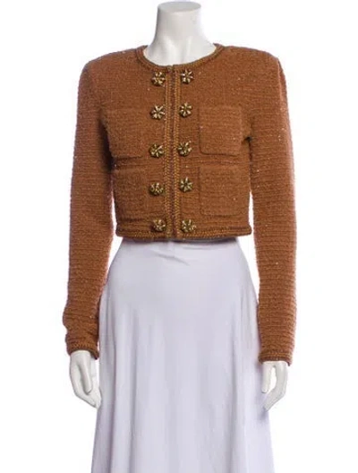 Pre-owned Self-portrait Tweed Pattern Evening Jacket W/ Tags W/tags In Brown