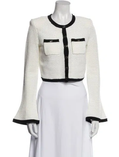 Pre-owned Self-portrait Tweed Pattern Evening Jacket In White