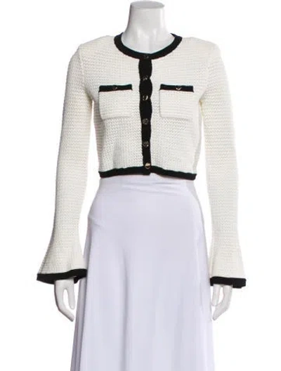 Pre-owned Self-portrait Tweed Pattern Evening Jacket In White