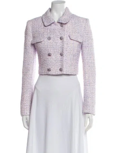 Pre-owned Self-portrait Tweed Pattern Evening Jacket In White