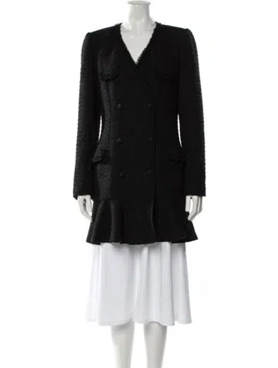 Pre-owned Self-portrait Tweed Pattern Jacket In Black