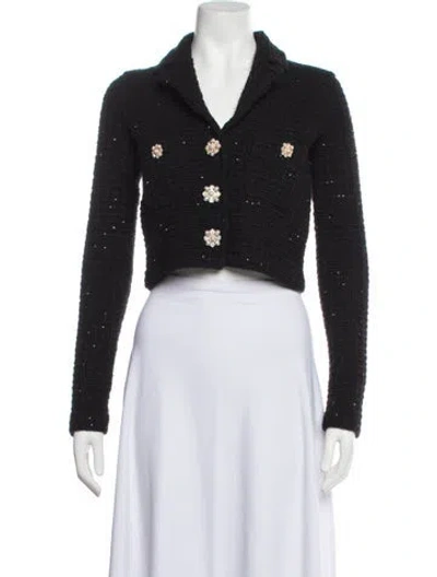Pre-owned Self-portrait Tweed Pattern Jacket In Black