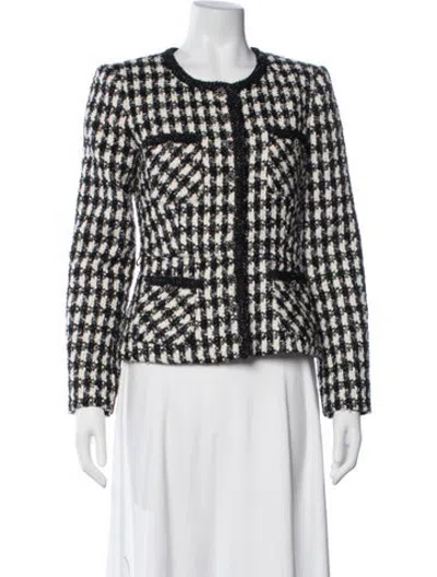 Pre-owned Self-portrait Tweed Pattern Jacket In Black