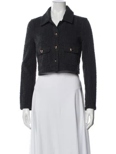 Pre-owned Self-portrait Tweed Pattern Jacket In Gray