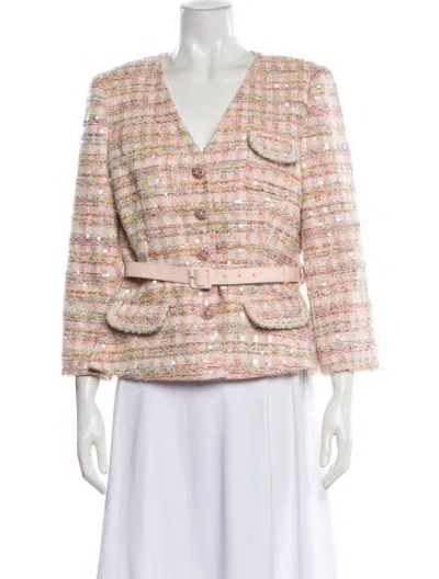Pre-owned Self-portrait Tweed Pattern Jacket In Multi