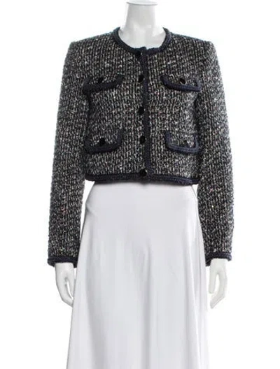 Pre-owned Self-portrait Tweed Pattern Jacket In Multicolor