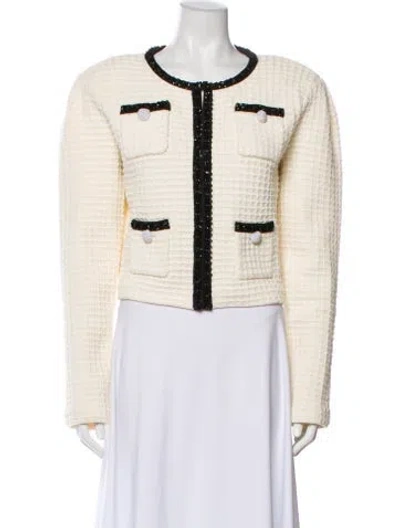 Pre-owned Self-portrait Tweed Pattern Jacket In Neutral