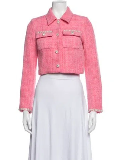 Pre-owned Self-portrait Tweed Pattern Jacket In Pink