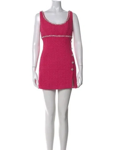 Pre-owned Self-portrait Tweed Pattern Long Dress In Pink