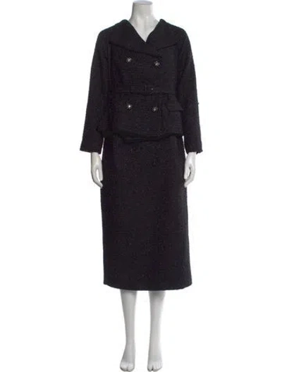 Pre-owned Self-portrait Tweed Pattern Long Dress W/ Tags In Black
