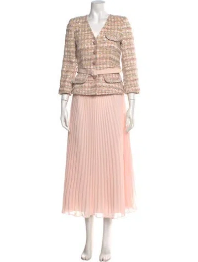 Pre-owned Self-portrait Tweed Pattern Long Dress W/ Tags In Pink