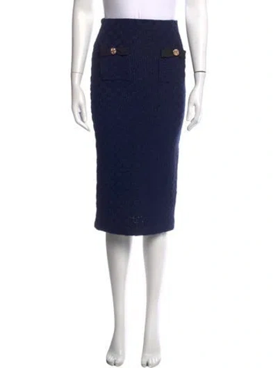 Pre-owned Self-portrait Tweed Pattern Midi Length Skirt In Blue