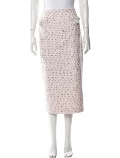 Pre-owned Self-portrait Tweed Pattern Midi Length Skirt In Pink