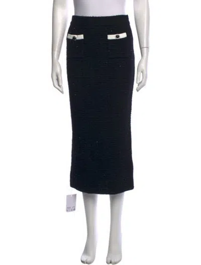 Pre-owned Self-portrait Tweed Pattern Midi Length Skirt W/ Tags In Black
