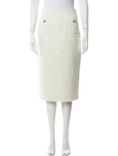 Pre-owned Self-portrait Tweed Pattern Midi Length Skirt W/ Tags In Green