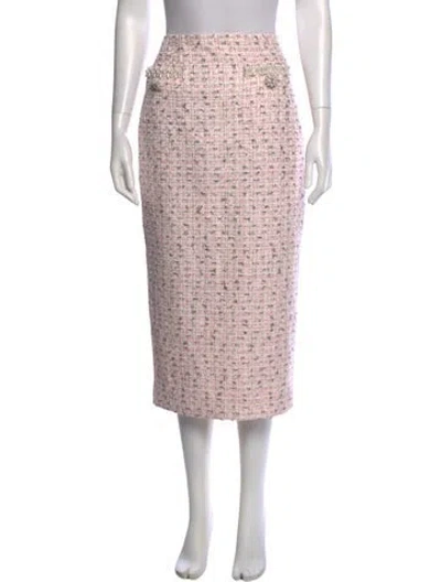 Pre-owned Self-portrait Tweed Pattern Midi Length Skirt W/ Tags In Pink