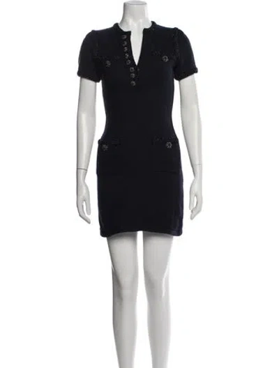 Pre-owned Self-portrait Tweed Pattern Mini Dress In Blue