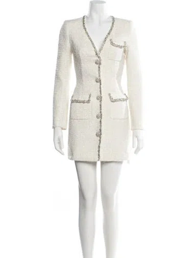 Pre-owned Self-portrait Tweed Pattern Mini Dress In Neutral
