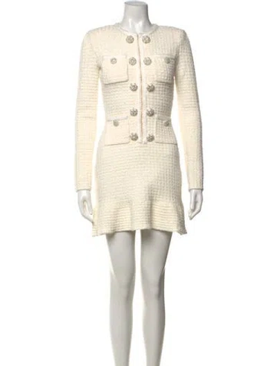 Pre-owned Self-portrait Tweed Pattern Mini Dress In Neutral